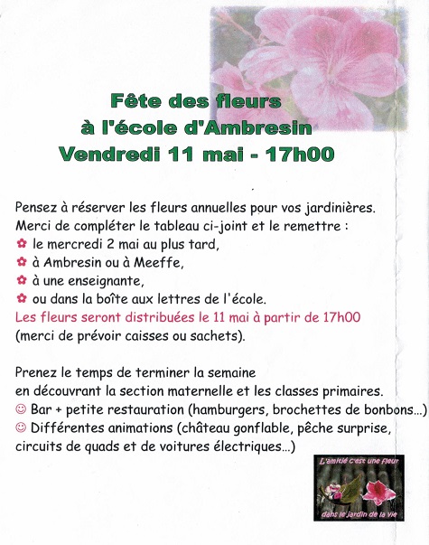 Fête des fleurs à l'école d'Ambresin